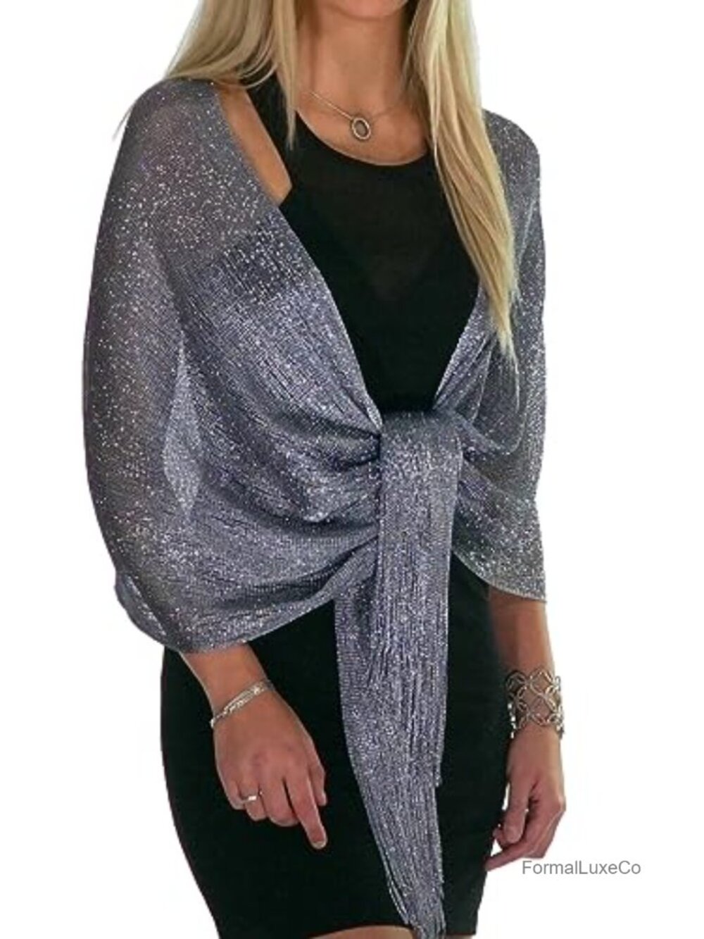 Metallic Glitter Shawl Wrap Evening Dress Wedding Gift Fringe